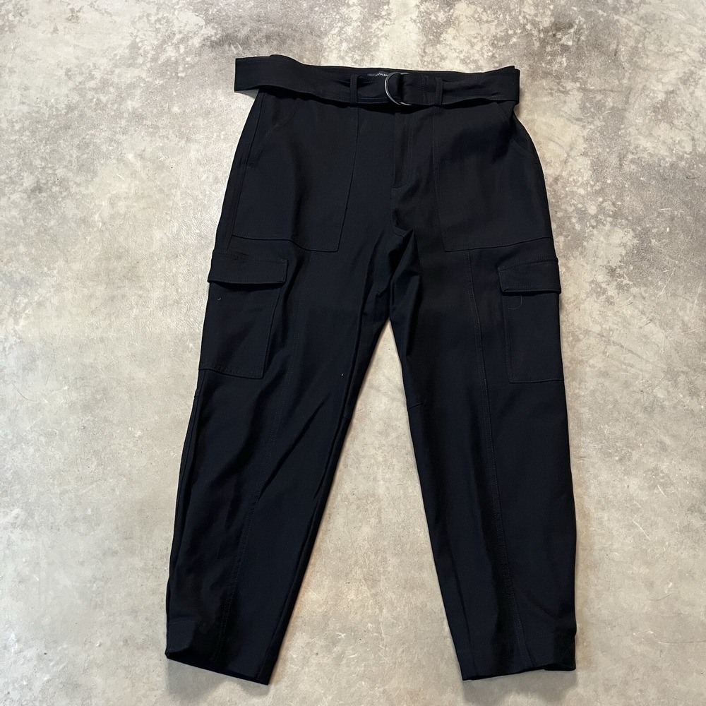 Banana Republic Women's 12 Black Drapey Twill Cargo Utility Pants Belted